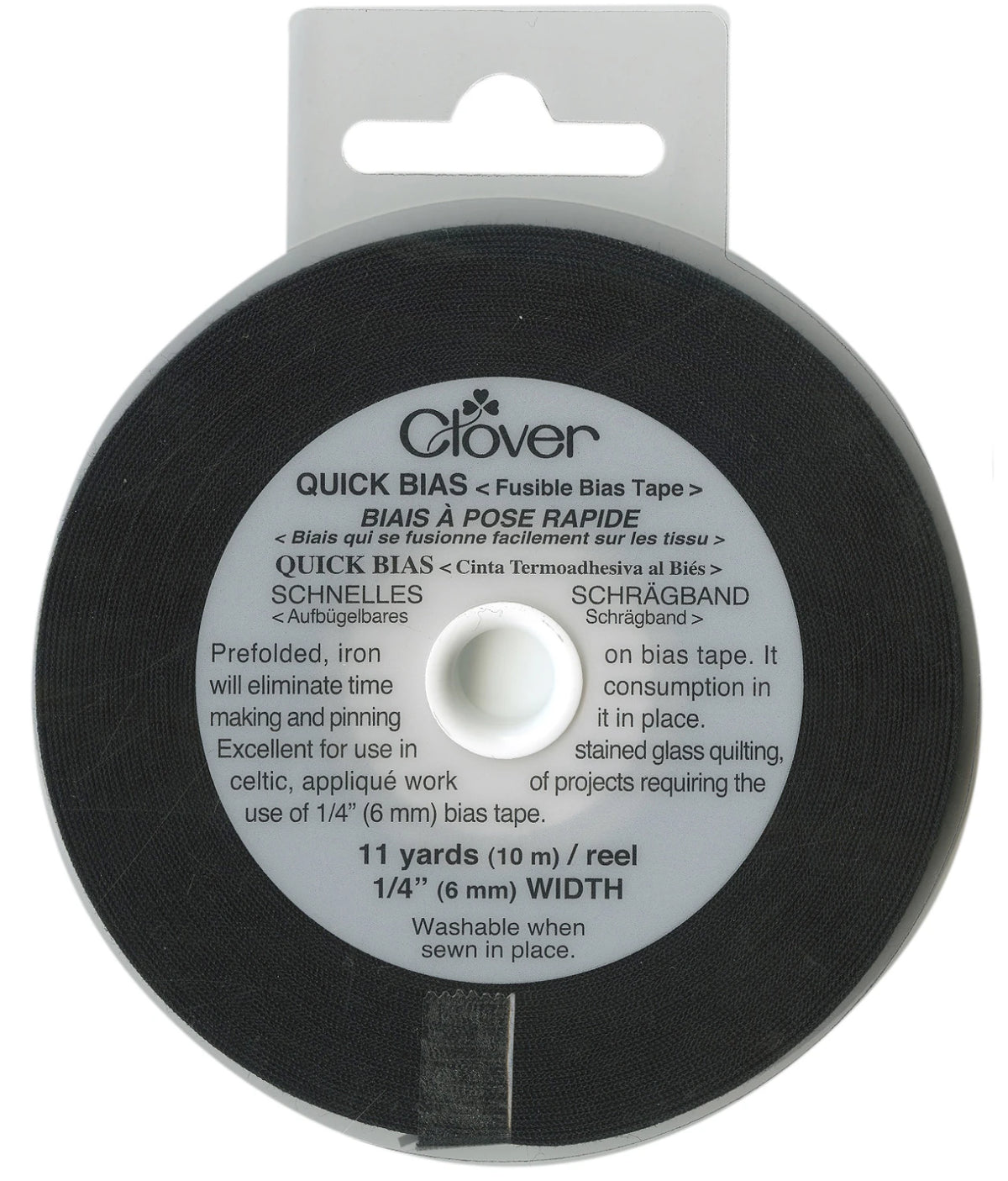 Clover Quick Bias 1/4” Black Fusible